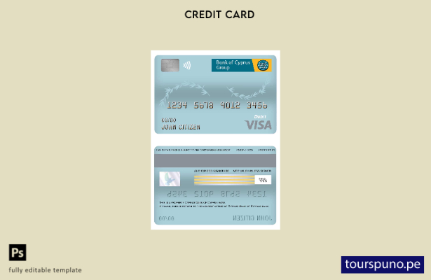 listo para imprimir plantilla de tarjeta de débito visa del Banco de Chipre de C